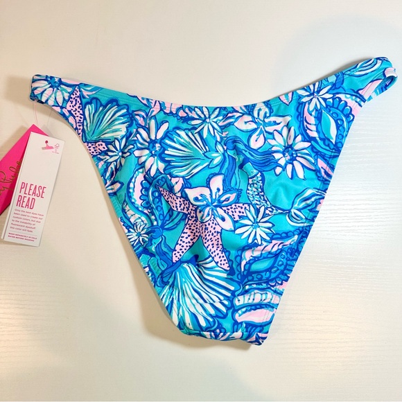 Lilly Pulitzer Kylen Bikini Bottom Amalfi Blue Sound the Sirens - Picture 9 of 15